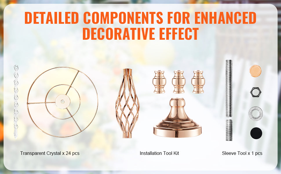 SucceBuy Tall Crystal Wedding Flower Stand Metal Wedding Centerpiece Vase Gold Flower Holders Floral Display Rack for Wedding