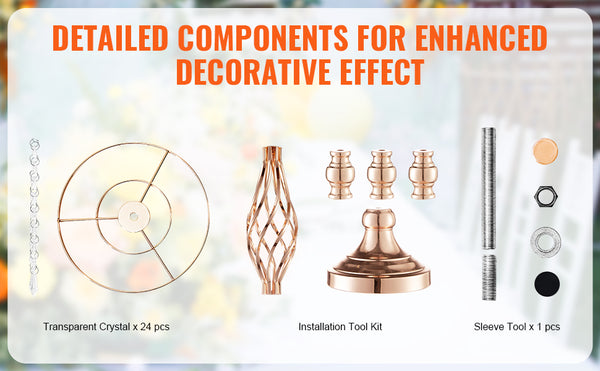 SucceBuy Tall Crystal Wedding Flower Stand Metal Wedding Centerpiece Vase Gold Flower Holders Floral Display Rack for Wedding